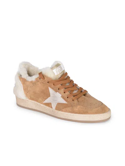 Golden Goose Ball Star Suede And Shearling Cognac Color In Multi