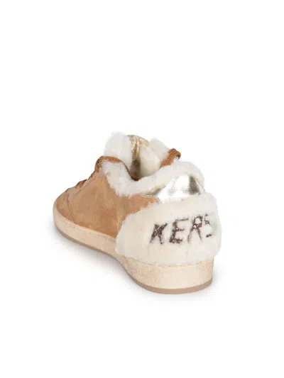 Golden Goose Ball Star Suede And Shearling Cognac Color In Multi