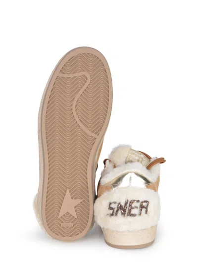 Golden Goose Ball Star Suede And Shearling Cognac Color In Multi