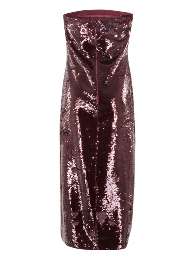 Isabelle Blanche Sequinned Bustier Midi Dress In Red