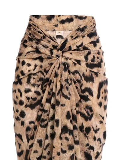 Agua By Agua Bendita Knotted Leopard Print Cover-up In Neutral