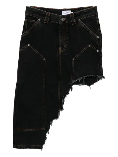 Vaquera Asymmetric Denim Skirt In Black