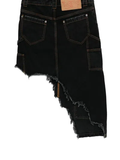 Vaquera Asymmetric Denim Skirt In Black