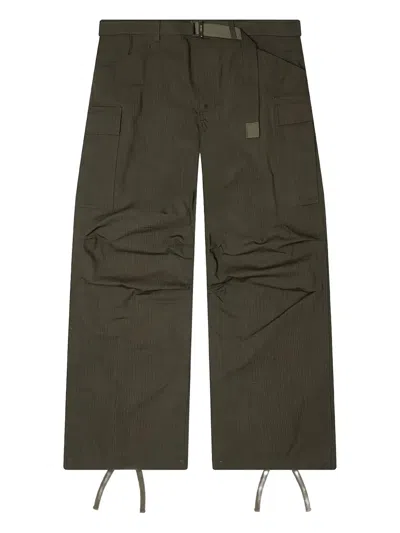 Sacai Ripstop Belted Trousers In Gray