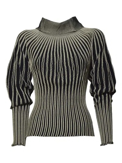 Mirco Giovannini Striped Roll-neck Sweater In Black