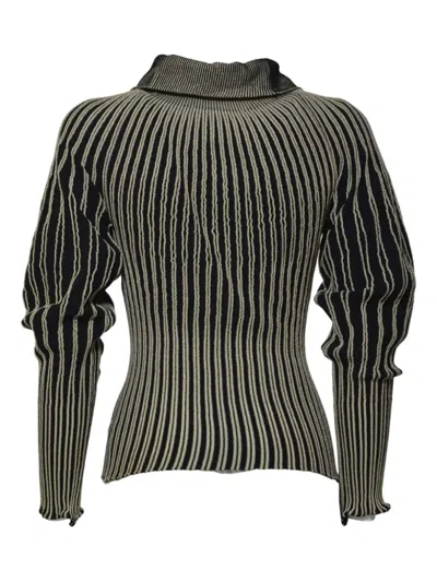Mirco Giovannini Striped Roll-neck Sweater In Black