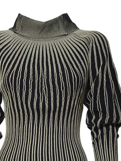 Mirco Giovannini Striped Roll-neck Sweater In Black