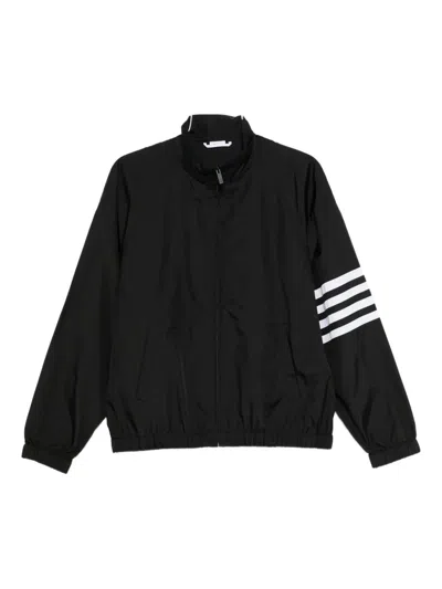 Thom Browne Jacket High Collar Elastic Cuffs Stripe Sleeves In Black