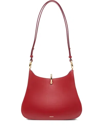 Rabanne Ring Leather Shoulder Bag In Red