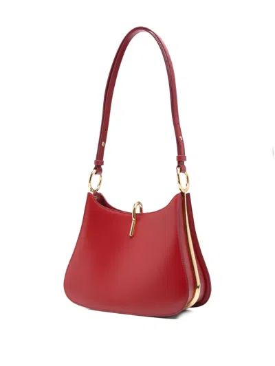 Rabanne Ring Leather Shoulder Bag In Red