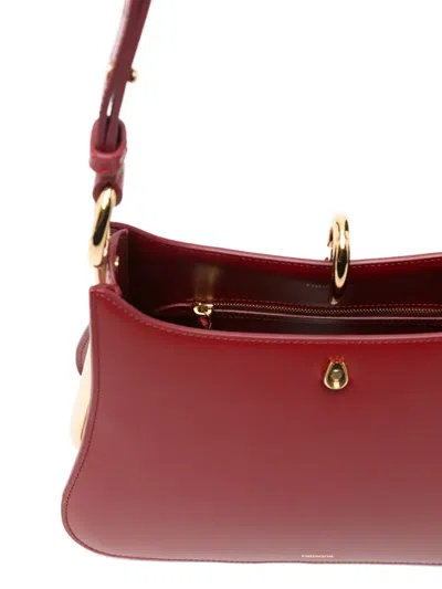 Rabanne Ring Leather Shoulder Bag In Red