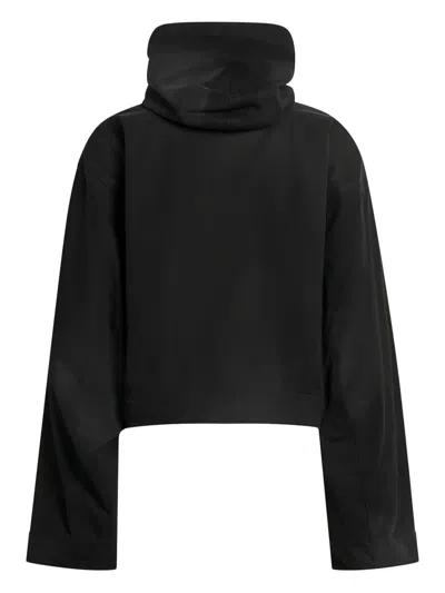 Balenciaga Cropped Jacket With Hood In Black In Black