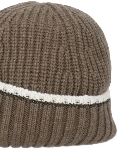 Brunello Cucinelli Ribbed Cap In Green
