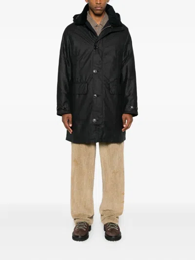 Barbour Beaudale Corduroy-hooded Trench In Black