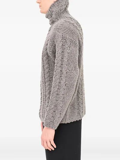 Label Under Construction Knit-cable Turtleneck Sweater In Gray
