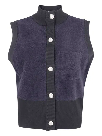 Blugirl Button Sleeveless Cardigan In Blue