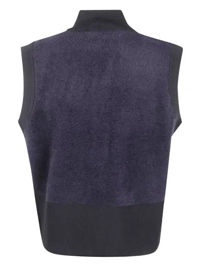 Blugirl Button Sleeveless Cardigan In Blue