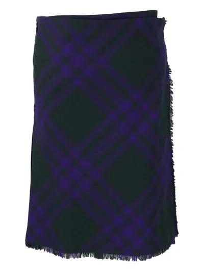 Pre-owned Burberry Wool Kilt Skirt In Black