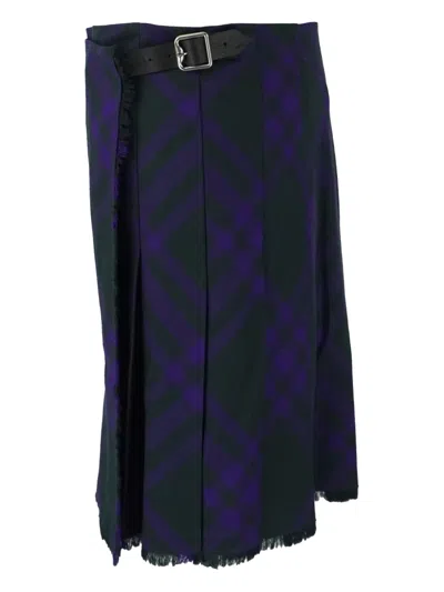 Pre-owned Burberry Wool Kilt Skirt In Black