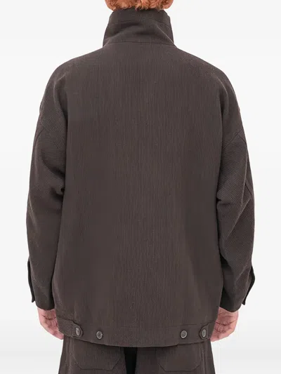 Jan-jan Van Essche Button Collar Jacket In Brown