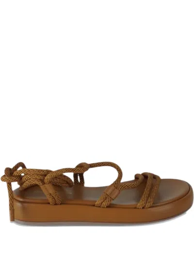 Pre-owned Gianvito Rossi Leather Flap Sandals In Brown