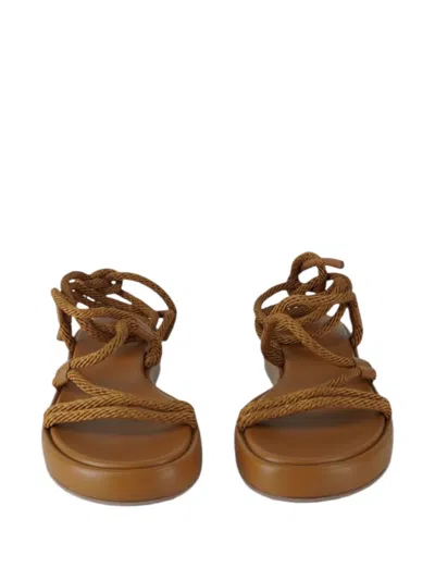 Pre-owned Gianvito Rossi Leather Flap Sandals In Brown