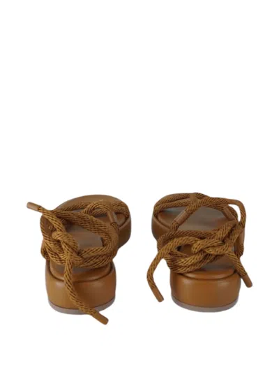 Pre-owned Gianvito Rossi Leather Flap Sandals In Brown