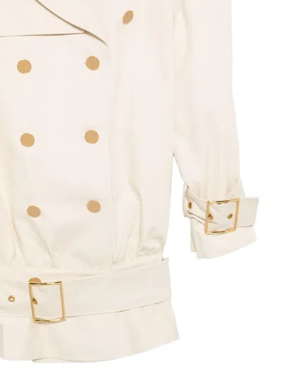 Rowen Rose Double-breasted Belted Coat In White