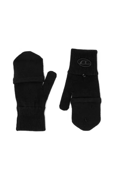 Diesel Logo-embroidery Gloves In Black