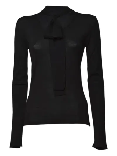 Solotre Tie-neck Sweater In Black