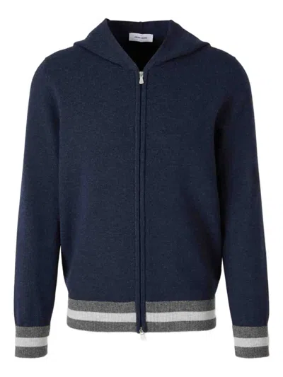 Gran Sasso Ribbed-trim Zip Hoodie In Blue