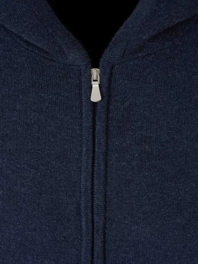 Gran Sasso Ribbed-trim Zip Hoodie In Blue