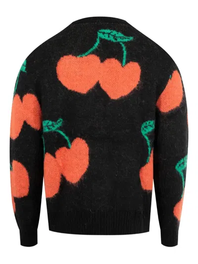 Market Double Cherries V-neck Cardigan In Black