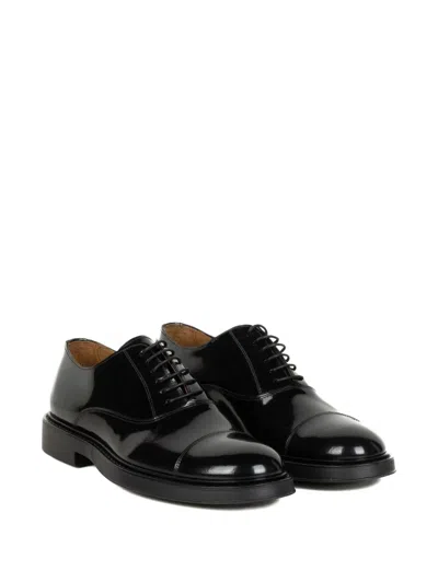 Franco Fedele Leather Derby Shoes In Black