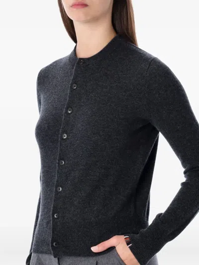 Extreme Cashmere Crew-neck Buttoned Cardigan In Black