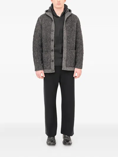 Label Under Construction Hooded Buttoned Hoodie In Gray