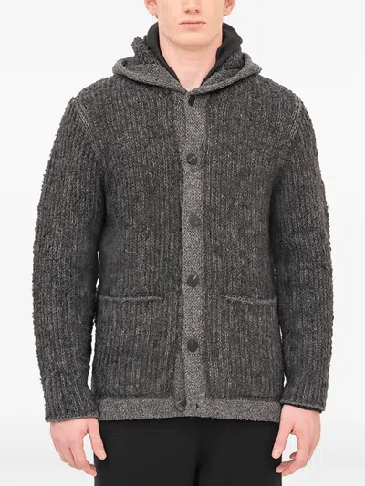 Label Under Construction Hooded Buttoned Hoodie In Gray