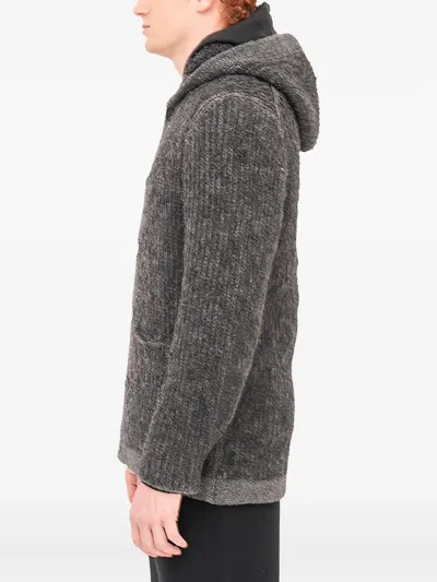 Label Under Construction Hooded Buttoned Hoodie In Gray