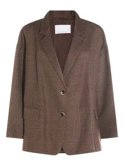 Nine In The Morning Plaid Blazer In Brown
