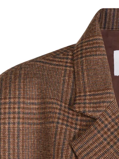 Nine In The Morning Plaid Blazer In Brown