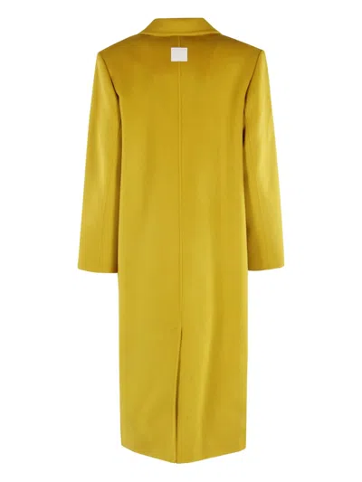 Isabelle Blanche Peak-lapel Double-breasted Coat In Yellow