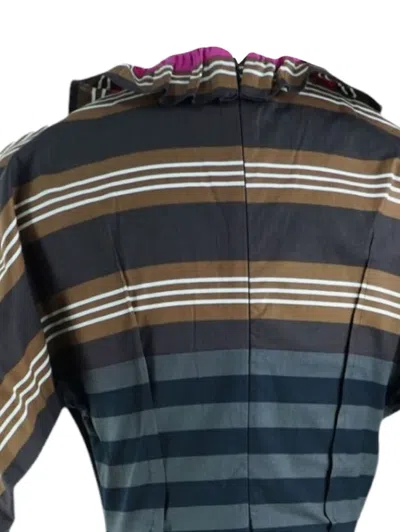 Pre-owned Prada Striped Midi Dress In Brown