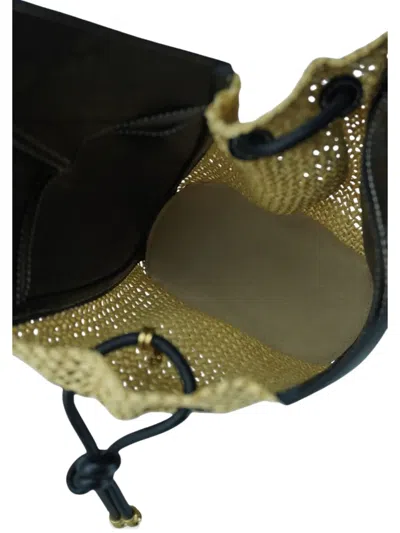 Pre-owned Tory Burch Raffia Bucket Bag In Black