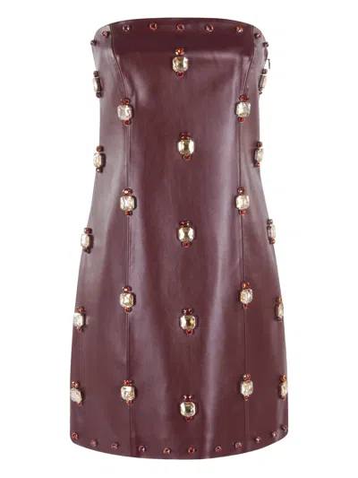 Isabelle Blanche Bustier Embellished Mini Dress In Brown
