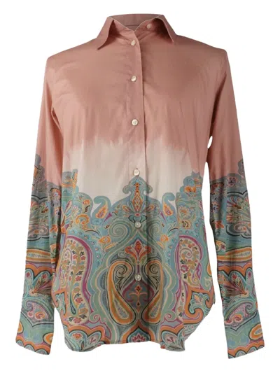 Pre-owned Etro Vintage Paisley-print Shirt In Pink