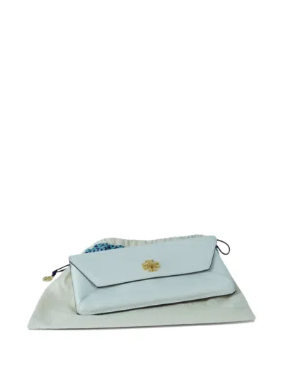Pre-owned Tory Burch Leather Clutch Bag In Blue