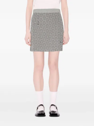 Kenzo Weave Logo-detail Mini Skirt In Gray