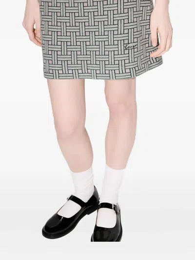Kenzo Weave Logo-detail Mini Skirt In Gray
