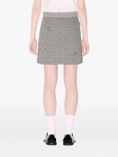 Kenzo Weave Logo-detail Mini Skirt In Gray