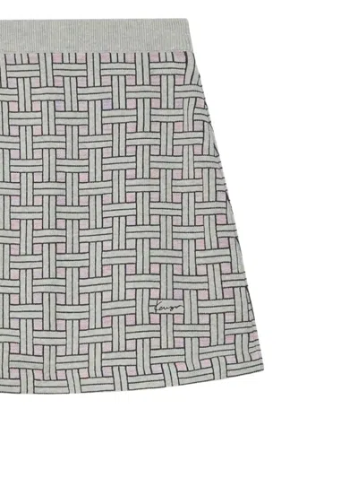 Kenzo Weave Logo-detail Mini Skirt In Gray